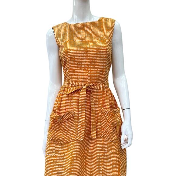 Vintage 1960’s Handmade Tangerine Cotton Wrap Dress, Medium - Picture 5 of 10